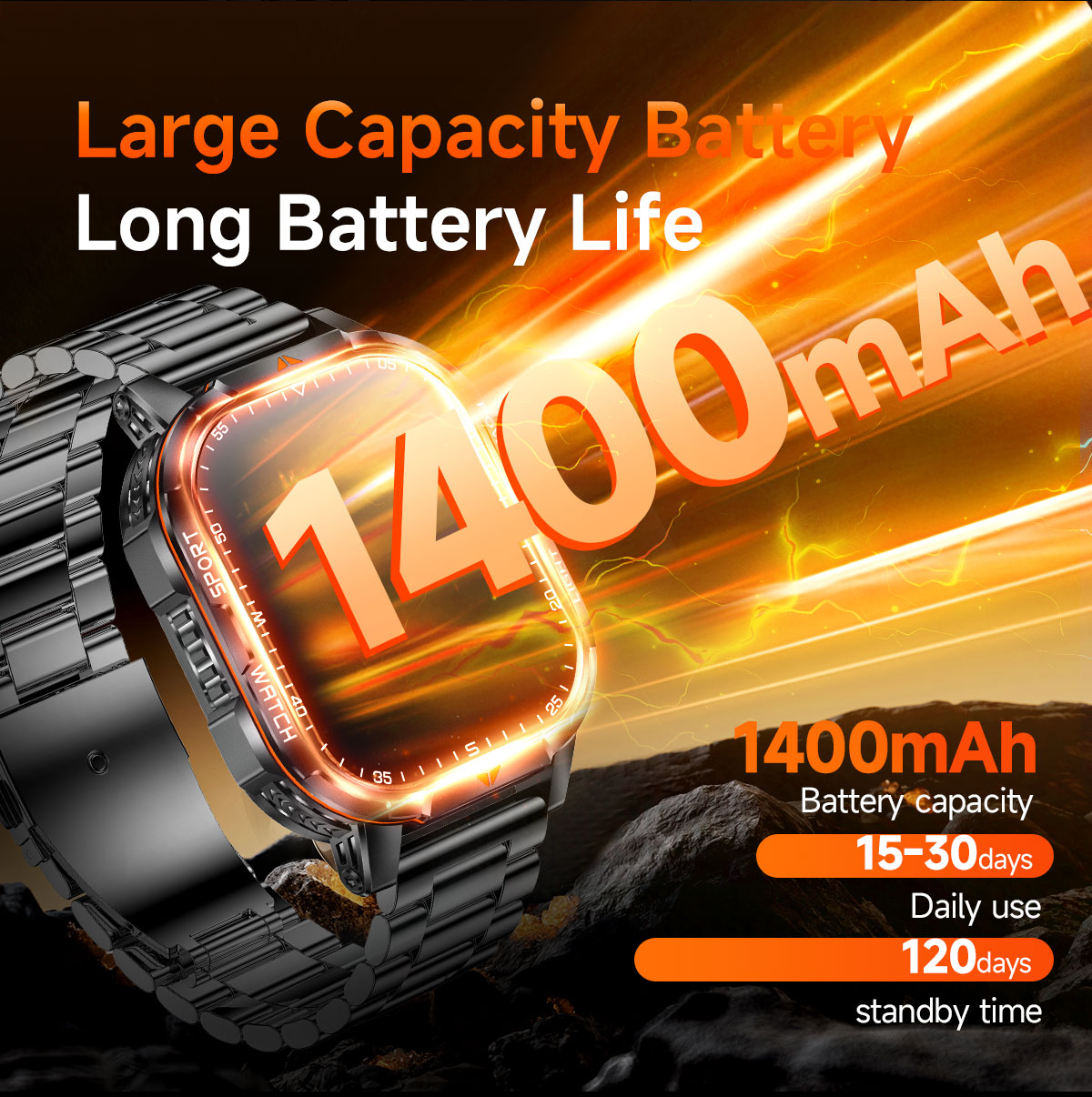 2026 New 1400mAh Super Large B - Smartwatch Military Watches For Men recension och pris