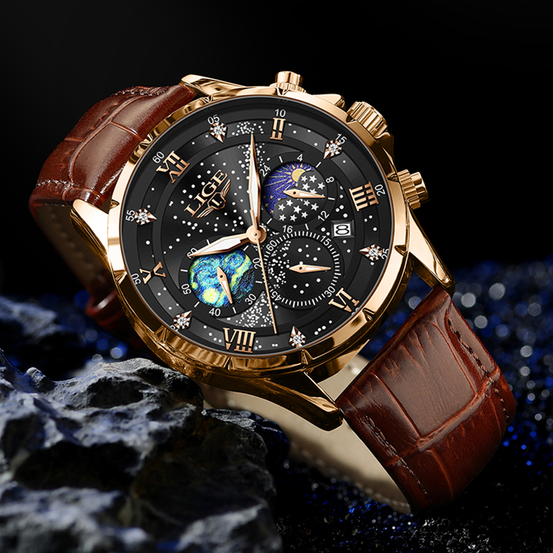 LIGE New 24 Hour Moon Phase Wa - Smartwatch Army Watches For Men recension och pris