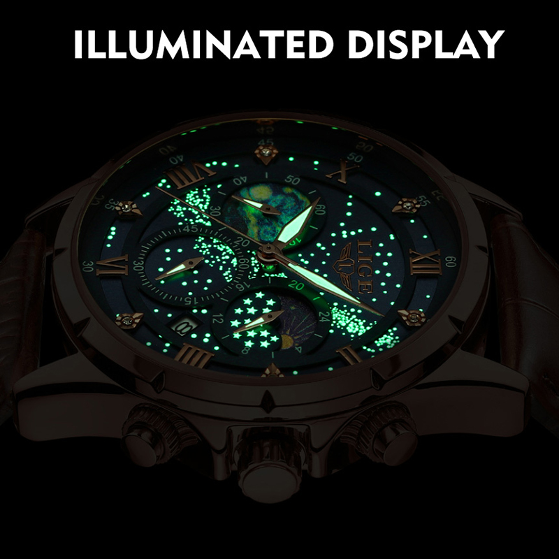 LIGE New 24 Hour Moon Phase Wa - Smartwatch Army Watches For Men recension och pris