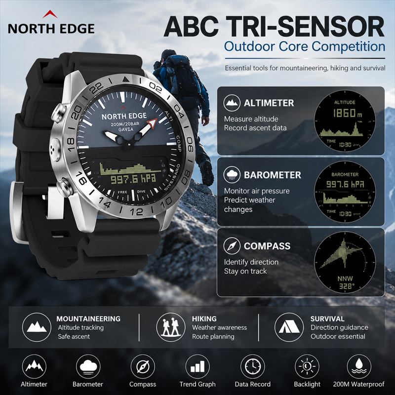 NORTH EDGE Mens  Dive Watch Mi - Smartwatch Army Watches For Men recension och pris